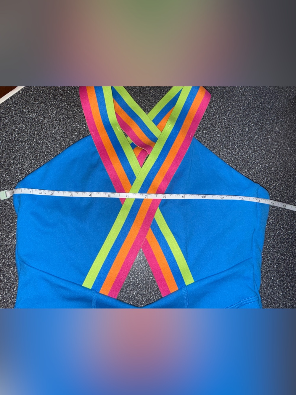 Jo & Jax NWT!! Blue Girls' Dance Biketard with Rainbow Straps Size Adult Small - Picture 4 of 12